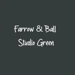 Farrow & Ball Studio Green - Interiors By Color Farrow And Ball Studio Green Kitchen, Farrow Ball Studio Green, Green Office Walls, Farrow Ball Green, Green Kitchen Paint, Dark Green Kitchen, Lake Houses Exterior, Paint Color Schemes, Neutral Paint Colors