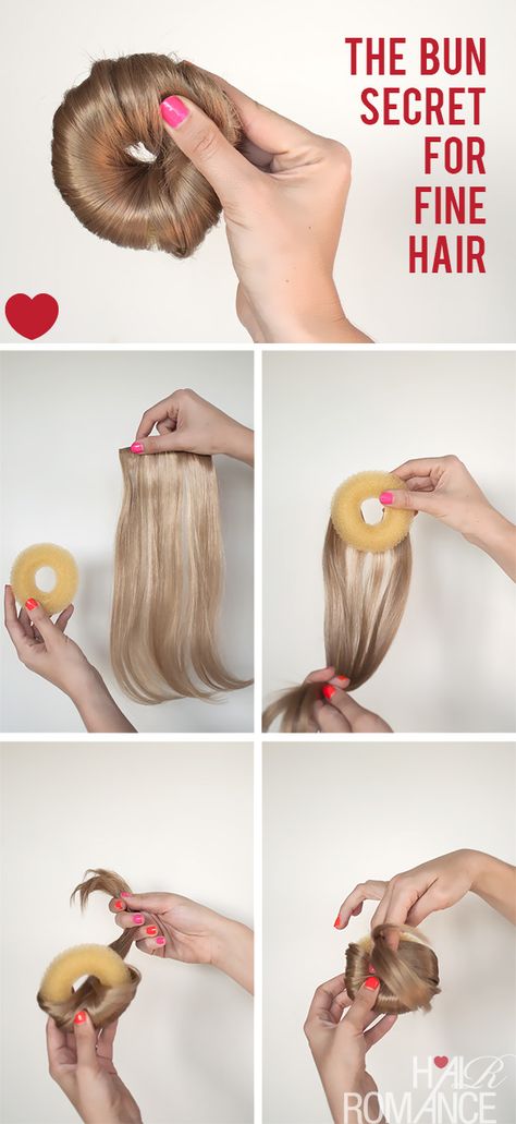 How to make the perfect hair donut for fine hair.. or short hair!! why did I never think of this?! Diy Hair Donut, Donut Bun Hairstyles, Hair Donut, Haircut Styles For Women, Hair Romance, Hair Bun Tutorial, Diy Hair, Gorgeous Hair, Perfect Hair