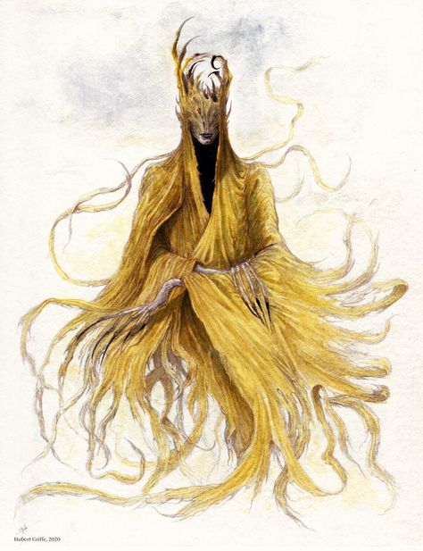 Hastur The King In Yellow, Yellow Anime, The King In Yellow, King In Yellow, Pencil And Watercolor, Lovecraftian Horror, Eldritch Horror, Hp Lovecraft, Kings Game