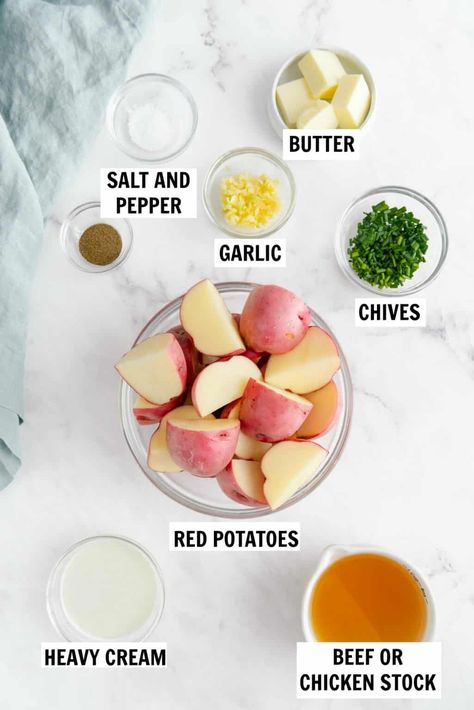 Red Potatoes Instant Pot, Mashed Potatoes Heavy Cream, Garlic Mashed Red Potatoes, Red Skin Potatoes Recipe, Garlic Red Mashed Potatoes, Potatoes Instant Pot, Red Skin Mashed Potatoes, Mashed Red Potatoes, Crockpot Mashed Potatoes