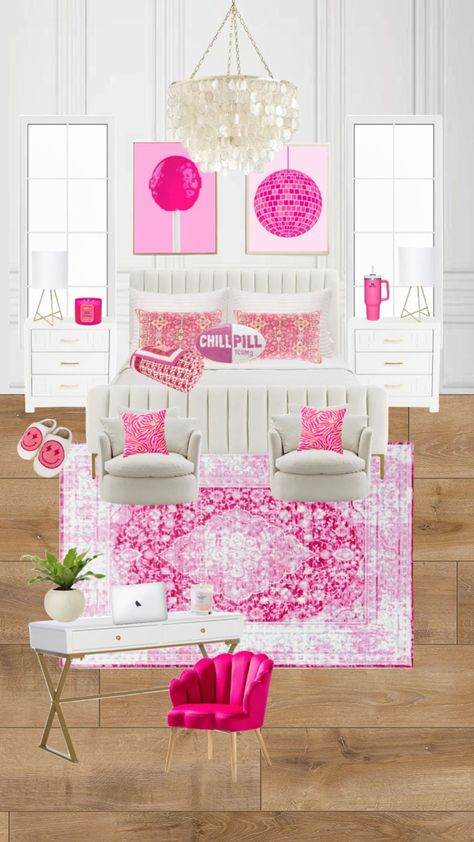 Preppy Room! Preppy Room Shuffle, Preppy Wallpaper Room, Room Shuffles, Pink Preppy Room, Dc Bedroom, Preppy Rooms, Cowgirl Bedroom, Princess Room Decor, Room Wishlist