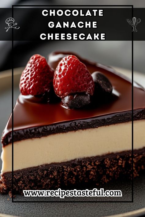 Indulge in this rich and creamy Chocolate Ganache Cheesecake, featuring a delicious chocolate cookie crust and topped with a luscious ganache. Perfect for chocolate lovers! How To Make Chocolate Ganache, Leftover Ganache What To Do With, What To Do With Leftover Chocolate Ganache, Flavoured Ganache, Cheesecake With Chocolate Ganache, Cheesecake Recipes With Chocolate Ganache, Chocolate Ganache For Cheesecake, Chocolate Ganache Tart Recipes, Chocolate Ganache Cheesecake