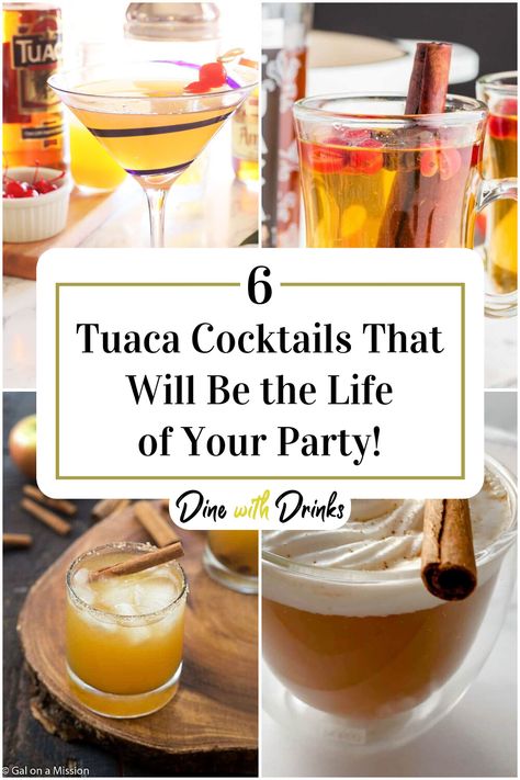 Collage of 4 tuaca cocktails. Best Drink Recipes, Best Drink, Alcohol Drinks, How To Make Drinks, Host A Party, The Spot, Mixology, Drink Recipes, Fun Drinks