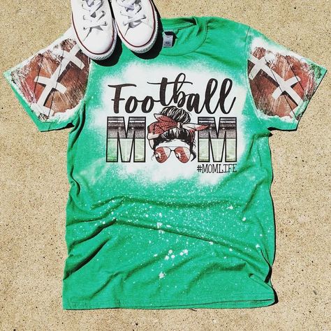 Football Mom Shirts Ideas, Bleach Shirt, Football Mom Shirts, Distressed Tee, Christmas Town, Sports Mom, Football Mom, Mom Tees, Deep Colors