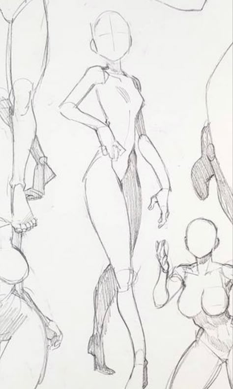 Action Poses Drawing Reference Anatomy, Hip Holding Pose, Woman Drawing Base Pose, Huddled Up Pose, Easy Body Reference Drawing, Character Base Standing, Body Base Drawing Anatomy, Human Base Reference, Anime Poses Reference Sketch