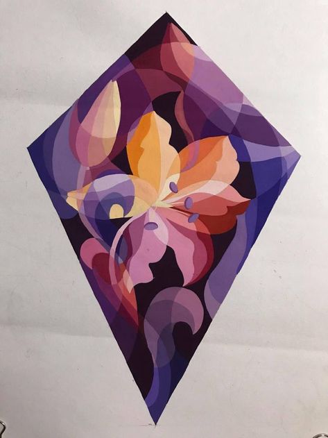 Gouache Pop Art, Overlapping Art, Realistic Flower Drawing, Color Theory Art, Design Art Drawing, Polygon Art, Geometric Design Art, Canvas Drawing, 2d Design