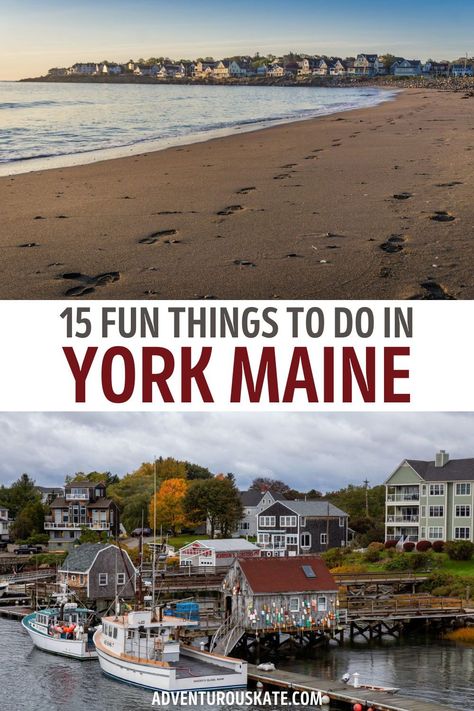 If you are planning a trip to Maine, don't miss out on the top things to do in York Maine. York is home to several locally-owned shops and cafes, and boasts a vibrant arts scene. The town also hosts several festivals and events throughout the year, like York Harvestfest. You'll also find that York is home to some of the best fine dining seafood restaurants in Maine, and you’ll find everything from lobster rolls to fresh oysters, so some of the best places to eat in York Maine make the list. What To Do In Maine, Maine Bucket List, Bucket List Places To Visit, Things To Do In Maine, Travel Maine, York Beach Maine, Bucket List Places, Trip To Maine, Visit York