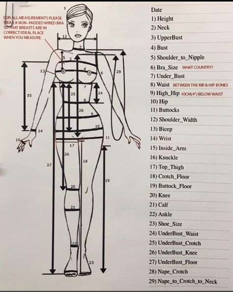 Body Measurement Chart For Sewing, Beginning Sewing, Sewing Gadgets, Sewing Measurements, Body Measurement Chart, Design Basics, Body Measurement, Fashion Vocabulary, Sewing Design