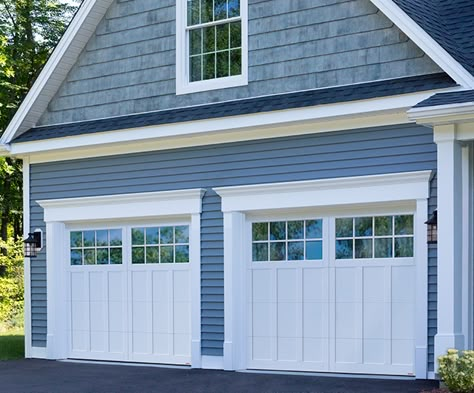 Craftsman Style Garage Doors, Craftsman Style Garage, Garage Trim, Garage Door Trim, White Garage Doors, Craftsman Garage Door, Single Garage Door, Craftsman Garage, Garage Door Windows