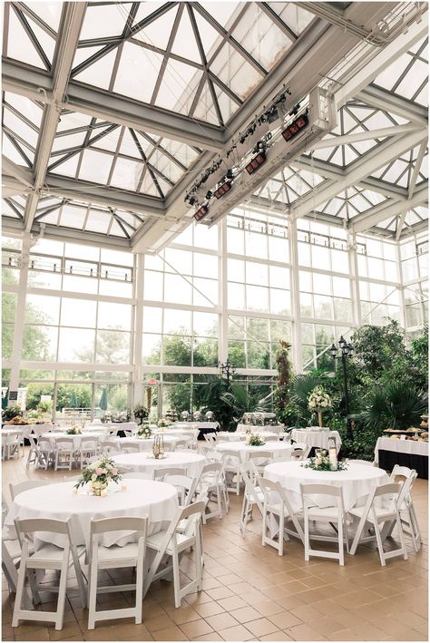 UGA State Botanical Gardens Wedding Pictures and gallery. Indoor wedding ceremony in the greenhouse atrium. Athens Wedding Photographers.  Ceremony and Reception Pictures Set up. Atrium Wedding Ceremony, Botanical Garden Wedding Decor, Athens Botanical Gardens Wedding, State Botanical Garden Of Georgia, Atrium Wedding Receptions, Castles Wedding, Atlanta Botanical Gardens Wedding, Vintage Greenhouse, Creepy Wedding