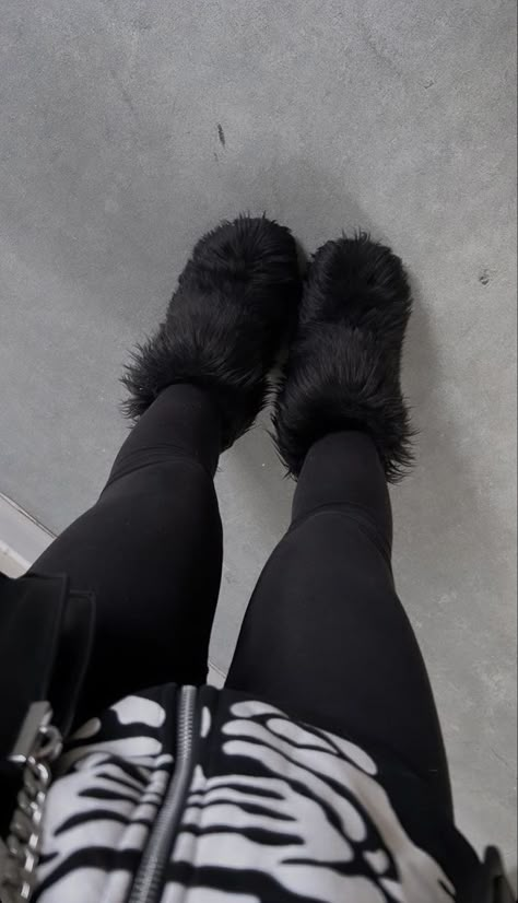 Snow Boot, Fur Boots, Flat Shoes, Faux Fur, Boots, Pants, Black, Trousers