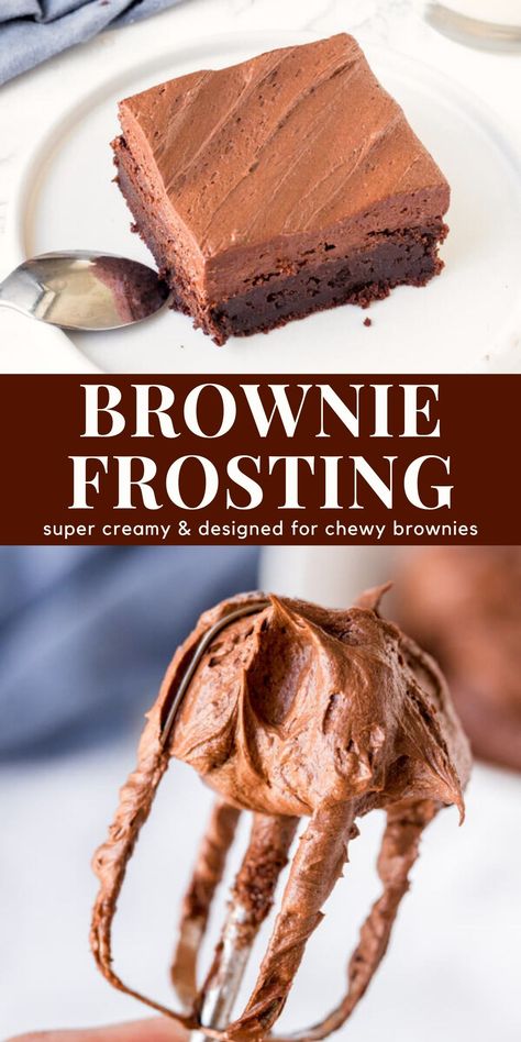 This brownie frosting recipe is designed specifically for slathering on a pan of your favorite brownies. It's creamy with a delicious chocolate flavor, but not too rich and ready in minutes #browniefrosting #chocolatefrosting #frostingrecipe #chocolate from Just so Tasty https://www.justsotasty.com/brownie-frosting/ Frosting Recipes For Brownies, Chocolate Frosting For Brownies, Frosting For Brownies, Frosting Brownies, Brownies Frosting, Brownie Icing, Cookie Dough Cake, Brownie Frosting, Frosting Recipes Easy