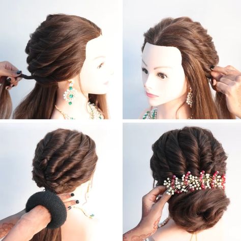 New crazy juda hairstyle for wedding girls | New crazy juda hairstyle for wedding girls | By Khushbu Makeup Wedding Juda Hairstyle, Juda Style For Saree, Joda Hair Styles For Wedding, Unique Easy Hairstyles, Jura Hairstyle For Wedding, Hairstyle On Traditional Outfit, Juda Hairstyle Buns On Lehenga, Juda Hairstyle Buns Saree, Traditional Bun Hairstyles For Saree