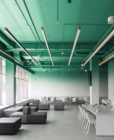 Exposed Ceiling, Banks Office, Sleek Office, Office Ceiling, Interior Office, Interior Work, Interior Design Photos, Workspace Design, Office Inspiration