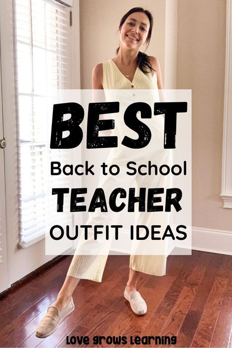 I've got all my back to school teacher outfits for the first week of school ready to go now thanks to these teacher outfit ideas!! #firstdayofschoolteacheroutfits #backtoschoolteacheroutfits2021 Teachers First Day Of School Outfit, Meet The Teacher Outfits For Teachers, Teacher Outfits 2024-2025, 1st Day Of School Teacher Outfit, Casual Teacher Outfit Ideas, Back To School Teacher Outfits 2024, Teacher Outfits Over 50, September Teacher Outfits, August Teacher Outfits