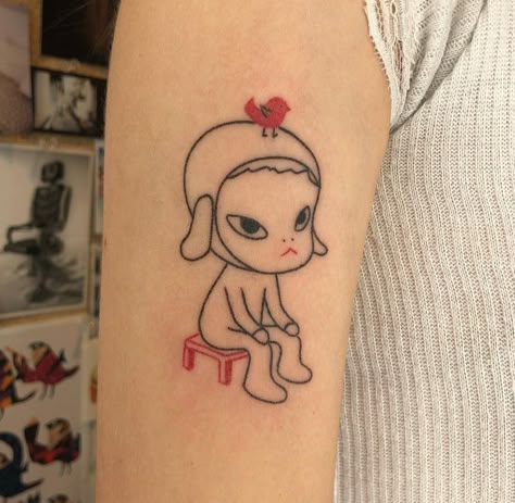 Nara Yoshitomo, Stick Poke, Stick Poke Tattoo, Yoshitomo Nara, Poke Tattoo, Stick And Poke, Dream Tattoos, Heaven Sent, Tattoo Stencils