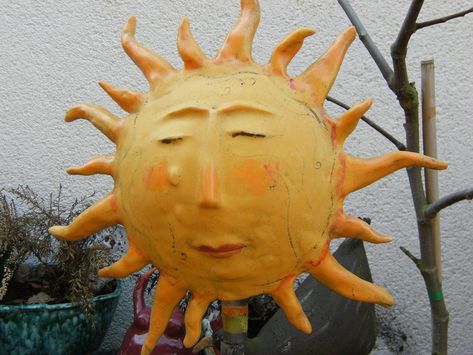 Paper Mache Sun, Sun Paper, Art Moon, Clay Inspiration, Star Cloud, Moon Sun, Papel Mache, Paper Clay, Sun Moon