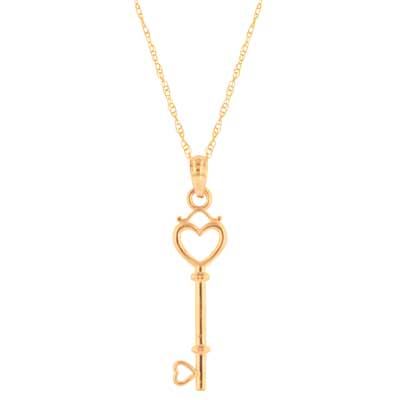 Heart Key Pendant in 10K Gold Dream Fashion, Heart Key, Heart And Key, Local Jewelry, With Meaning, Key Pendant, 10k Gold, Necklace Designs, Cable Chain