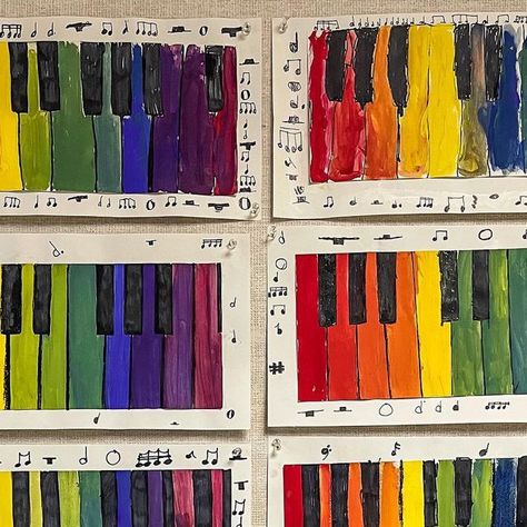 Mrs. Fidler’s Art Room on Instagram: "4th grade Color wheel pianos! We focused color mixing and the tertiary colors. I partnered with our lovely music teacher to incorporate rhythm sets and notes that the 4th grade have learned in her class. Big thank you to @artwithtrista for her awesome demo I found on YouTube! #4thgradeart #tertiarycolors #colorwheel #artistsoninstagram #artteachersofinstagram #elementaryartlesson #colormixing #musicnotes #piano #artwithtrista" Tertiary Colors Art Project, Color Wheel Art Lesson, Color Wheel Art Projects, Tertiary Colors, Colorful Art Projects, Color Wheel Art, Boho Crafts, Tertiary Color, 4th Grade Art