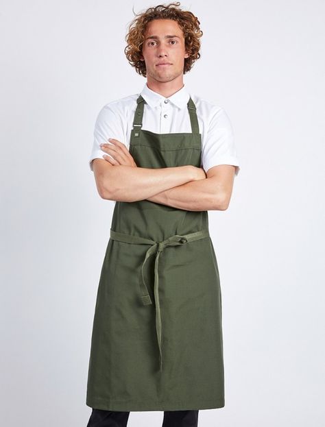 Aprons With Pockets, Chef Shirt, Chef Aprons, Curtis Stone, Green Chef, Chef Shirts, Chef Jackets, Hotel Uniform, Staff Uniforms