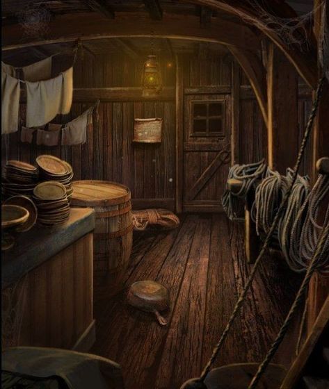 Ship Kitchen Pirate, Ship Interior, Peter And The Starcatcher, Pirate Room, Pirate Books, Pirate Boats, Pirates Life, Episode Interactive Backgrounds, Episode Backgrounds