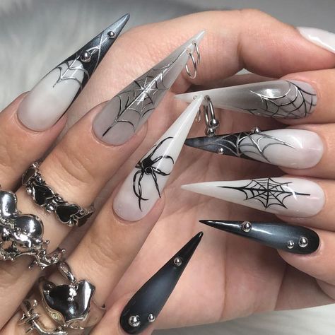 27 Ideas for Goth Fall Nails 2024 - Fall Update 2024 Silhouette Nails, Nail Art Halloween, Nails Extra, Nails Dip, Long Nail Designs, Nails Green, Manicure Diy, Spring Valley, Skin Nails