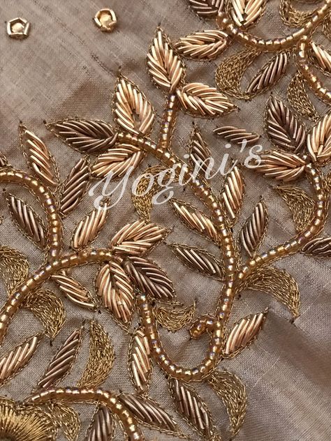 Zardosi Embroidery, Gold Work Embroidery, Zardosi Work, Zardozi Embroidery, Hand Beaded Embroidery, Motifs Perler, Beadwork Embroidery, Couture Embroidery, Bead Embroidery Patterns