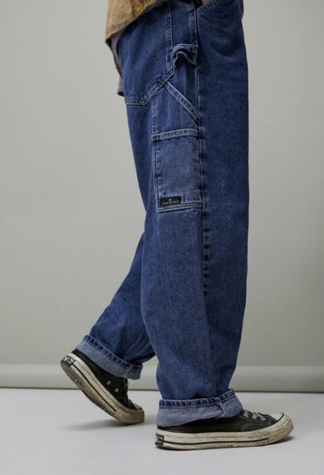 Carpenter Pants Outfit, Big Jeans, Skater Outfits, Outfit Korean Style, Trendy Boy Outfits, Workwear Jeans, Utility Style, Baggy Trousers, Outfits With Converse