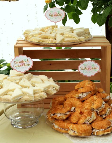 Tea party baby shower ~ Finger sandwiches Tea Sandwiches Party, Tea Party Baby Shower Ideas Food, Sandwich Tea Party, Baby Shower Tea Party Food, Fall Tea Party Baby Shower Ideas, Tea Time Baby Shower Ideas, Tea Party Shower Baby, Vintage Tea Party Baby Shower Ideas, Tea Themed Baby Shower Ideas