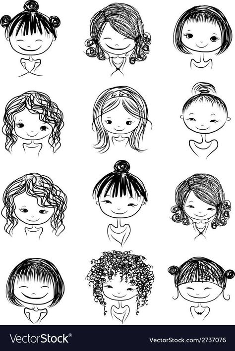 Doodle Art For Beginners, Doodle Girl, Characters Cartoon, Image Svg, Easy Doodle Art, Simple Cartoon, Cute Doodles Drawings, Cute Easy Drawings, Art Drawings For Kids