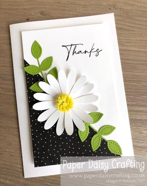 Daisy Punch Stampin Up Cards, Stampin Up Medium Daisy Punch, Su Thank You Cards Simple, Daisy Delight Stampin' Up, Thank U Cards, Handmade Greeting Card Designs, Happy Birthday Cards Diy, Punch Art Cards, Paper Daisy