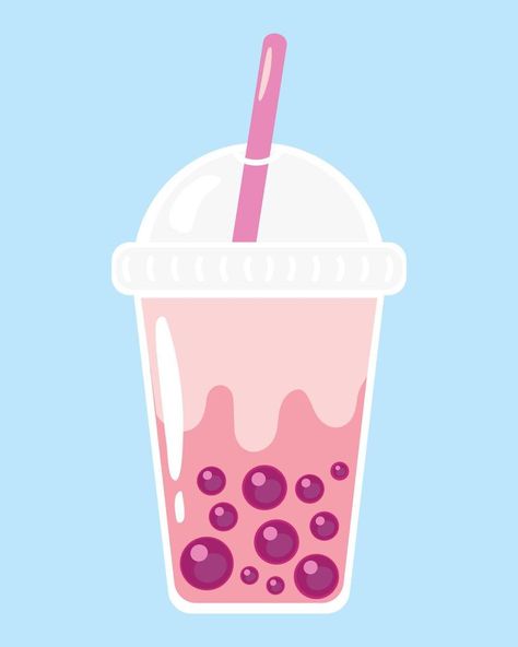 Bubble tea - or pearl boba milk tea - cute vector illustration in simple flat style isolated on white. Cute plastic cup with lid and straw and bright tapioca balls Bubble Tea Illustration, Cute Vector Illustration, Boba Milk Tea, Tea Illustration, Boba Milk, Cute Vector, Cup With Lid And Straw, Tapioca Pearls, Tea Bar