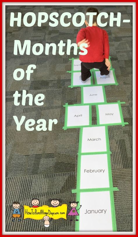 Great way to practice the months of the year and get the kids moving!  We drew pictures on each month to help the children remember the events/holidays/weather. Months Of The Year Activities Kindergarten, Learning The Calendar Activities, Months Of Year Activities, Months Of The Year Preschool Activities, Months Of The Year Game, How To Teach Months Of The Year, Months Of The Year Printables Free Preschool, Learning Months Of The Year, Learn Months Of The Year