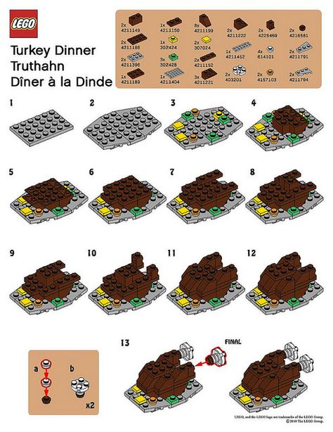 Lego Thanksgiving, Instructions Lego, Lego Challenge, Lego Building Instructions, Lego Club, Lego Christmas, Lego Table, Lego Diy, Lego Activities