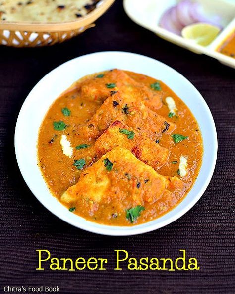 Rich and creamy Paneer Pasanda - Yummy side dish for roti,naan and pulao Paneer Pasanda, Paneer Pulao, Achari Paneer, Spicy Gravy, Jain Recipes, Paneer Dishes, Paneer Recipe, Indian Bread, Paneer Recipes