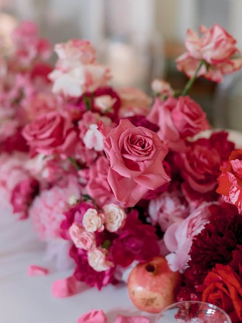 Bright Pink Wedding, 2023 Board, Wedding Flower Trends, Pink Flower Arrangements, Pink Centerpieces, Peach Wedding Flowers, Hot Pink Weddings, Red Wedding Flowers, Bottomless Brunch