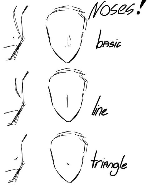 Drawing Reference 3/4 View, Nose Reference Drawing Cartoon, Basic Nose Drawing, Manga Noses Drawing, Nose Styles Drawing Anime, Nose Design Drawing, Sideways Nose Drawing, Front Face Nose Drawing, Shows Drawing Reference