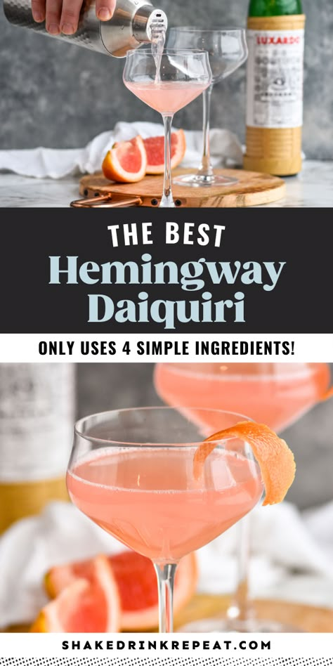 Hemingway Daiquiri Recipe, Grapefruit Rum Cocktail, Classic Rum Cocktails, Vodka Daiquiri Recipe, Classic Cocktails With A Twist, Fun Rum Cocktails, Daquiri Recipe Classic, Daquiri Recipe Traditional, 2023 Cocktails