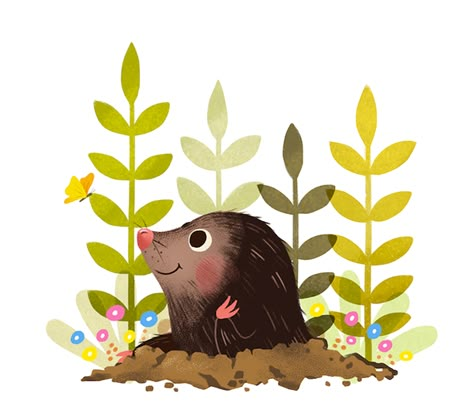 Cute Mole Illustration, Mole Illustration Drawing, Mole Drawing Cute, Mole Animal Illustration, Mole Illustrations, Mole Drawing, Kiwi Photo, Taupe Animal, Animal Butterfly