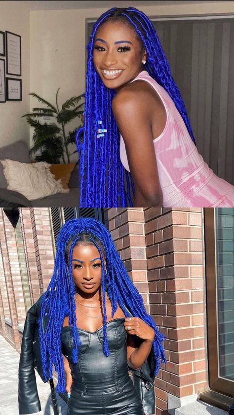 Blue Twists For Black Women, Royal Blue Hair, Black Goddess, Goddess Braids Hairstyles, Quick Natural Hair Styles, Braids For Black Women, Braids Hairstyles Pictures, Black Braids, Goddess Braids