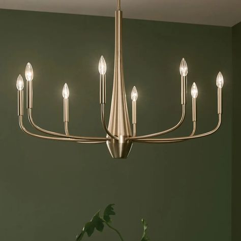 Deela 36" 8 Light Chandelier in Bronze | Kichler Lighting Small Foyer, Angled Ceiling, 8 Light Chandelier, Kichler Lighting, Large Dining Room, Vase Shapes, Champagne Bronze, Contemporary Chandelier, Bath Light