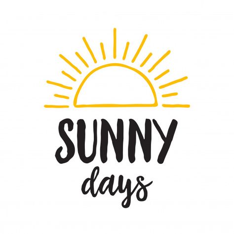 Sunny days lettering Premium Vector Sunny Calligraphy, Easy Lettering Styles Simple, Sunny Day Drawing, Sunny Drawing, Sunny Logo, Sunnies Cafe, Summer Backpack, Yoga Ideas, Procreate Ideas