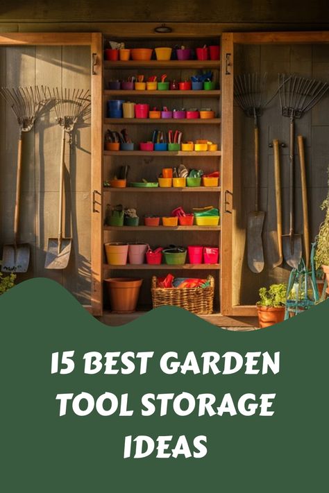 Explore a curated collection of 15 innovative garden tool storage solutions designed to streamline your gardening tasks. These clever ideas will help you transform your workspace by keeping it organized and clutter-free. Say goodbye to the chaos and hello to an efficient and enjoyable gardening routine with these top picks. Discover the perfect storage solution for your tools today! Garden Tool Hanging Ideas, Garden Tool Storage Ideas, Lawn Tool Storage, Tool Storage Ideas, Old Mailbox, Garden Tool Bag, Best Garden Tools, Portable Garden, Garden Diary