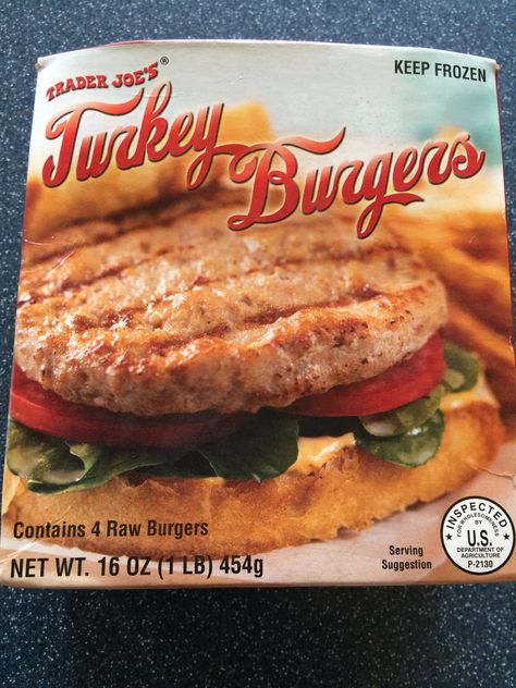 These frozen turkey burgers from Trader Joe's contain just 3 ingredients: Turkey, Rosemary extract, and Kosher Salt Frozen Turkey Meatballs, Best Turkey Burgers, Trader Joes Food, Frozen Turkey, Turkey Burger Recipes, Turkey Burger, Quick Easy Dinner, Turkey Burgers, Frozen Meals