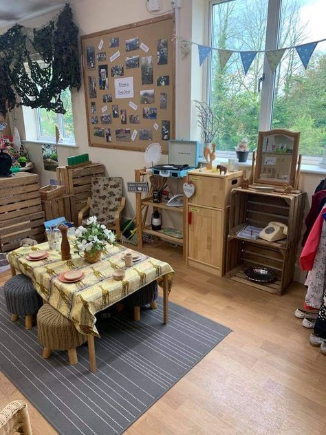 Home Corner Ideas, Home Corner Ideas Early Years, Classroom Areas, Preschool Classroom Setup, Homeschool Room Design, Sunflower Room, Reggio Emilia Classroom, Childcare Rooms, Reception Classroom