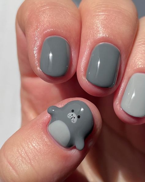 Fish Nail Art, Fish Nails, Animal Nail Designs, Paint Nails, Grey Nail Designs, Makeup Nails Art, Grey Shades, Plush Collection, Beauty Nails Design