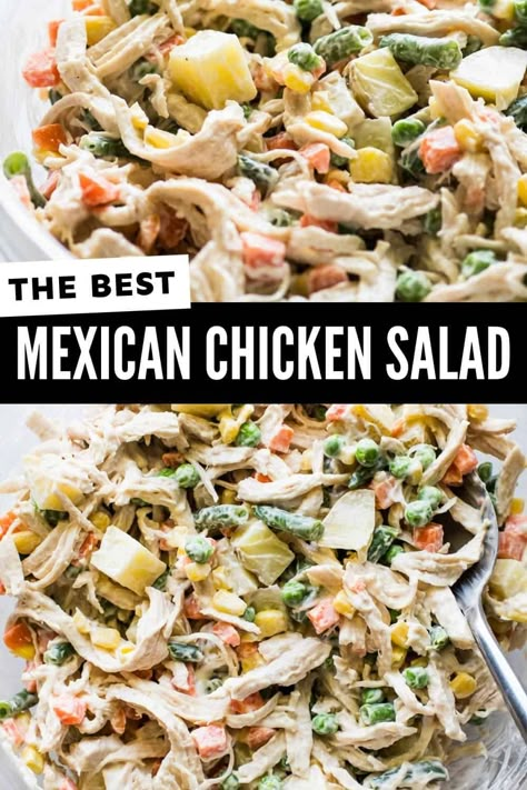 Mexican Chicken Salad, Veggies And Chicken, Mexican Chicken Salads, Best Chicken Salad Recipe, Isabel Eats, Tostada Recipes, Chicken Taco Salad, Chicken Salad Recipe Easy, Mexican Salads