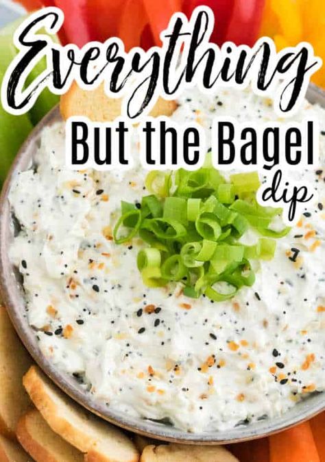 This dip recipe is SO good! It uses that "everything but the bagel seasoning" and it's great with vegetables, chips, crackers, etc. Super easy too. #dip #recipe #nobake #everythingbuthebagel #party #appetizer Bagel Chips Dip, Everything But The Bagel Dip, Best Chip Dip, Vegetables Chips, Vegetable Dip Recipe, Bagel Dip, Chip Dip Recipes, Healthy Dip Recipes, Cold Dip Recipes