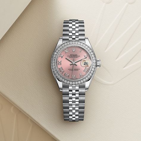 Rolex Pink Dial, Pink Rolex Watch, Rolex Datejust 28, Rolex Datejust Women, Rolex Lady Datejust, Classic Watch Women, Hand Jewelry Rings, Rolex Watches Women, Classic Feminine