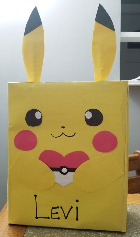 Boys Valentines Shoe Boxes, Pikachu Valentine Box Ideas, Valentine Day Shoe Box Ideas Kids, Pokemon Valentines Box Ideas, Pokemon Valentines Boxes For Boys, Pokémon Valentine Boxes, Diy Valentines Card Box Kid Schools, Pikachu Valentines Boxes, Pokeball Valentines Boxes